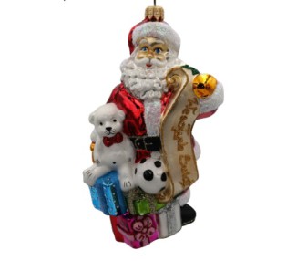 Mikołaj z szarfą i prezentami